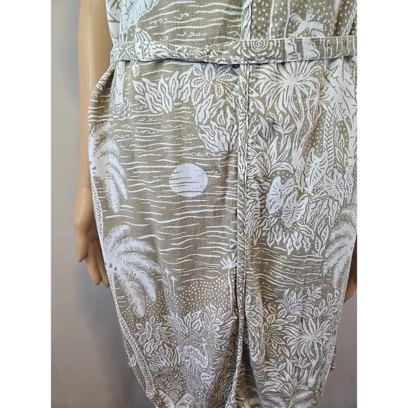 Desmond & Dempsey H&M Linen Blend Belted Tropical Dress XS Resort - Picture 6 of 8
